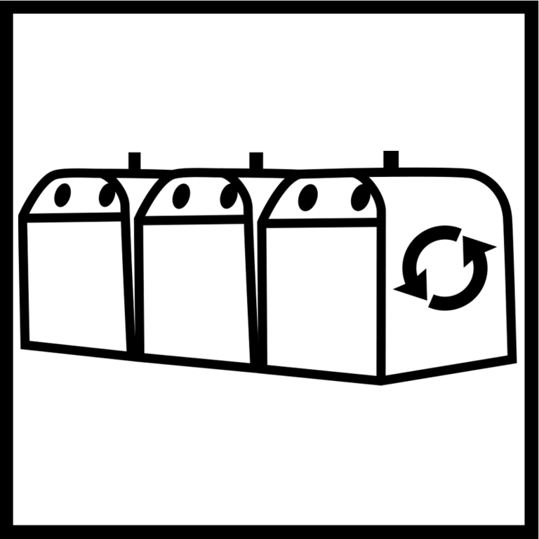 Piktogramm Sammelstelle, 3 Container mit Recycling Symbol